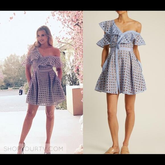 Self Portrait Guipure Frill one shoulder lace ruffle Dress size 10 - Picture 12 of 12